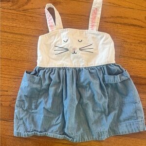 Hanna Andersson White Bunny Face Chambray Skirted Bottoms with Pink Ear Detail